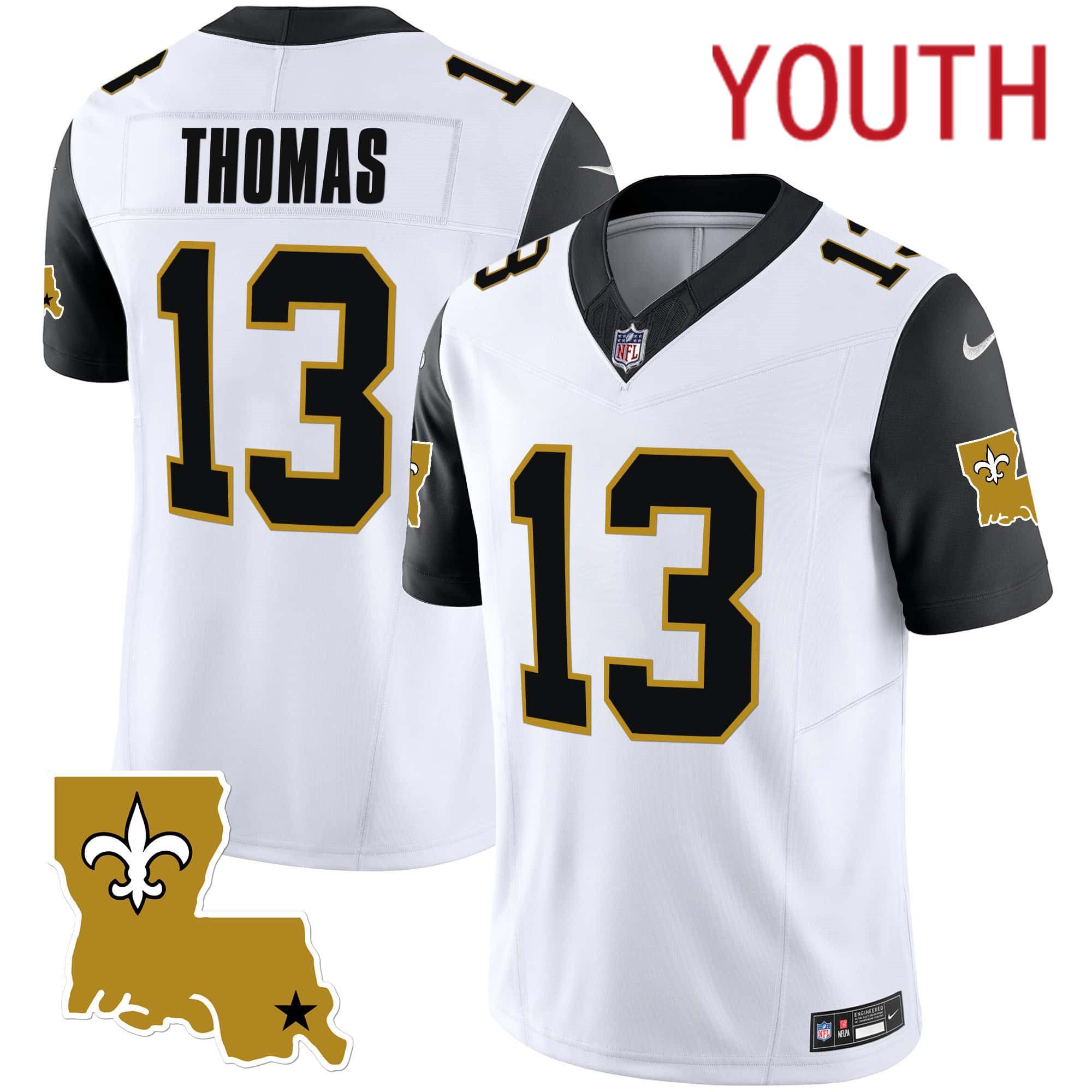 Youth New Orleans Saints #13 Thomas White 2024 Nike 1987 Legacy Vapor Limited NFL Jersey style 2->youth nfl jersey->Youth Jersey